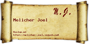 Melicher Joel névjegykártya